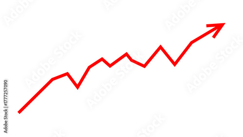 Red arrow graph line moving up concept of stock market business growth, increasing financial profit, business grow up trend sign. Business growth analytics graph arrow line. Vector illustration.