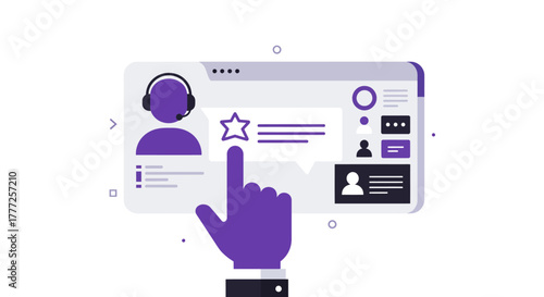 Customer Service Interface with Hand Pointing at Star.