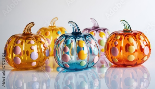 Wallpaper Mural Set of colorful glass pumpkins isolated on white background Torontodigital.ca