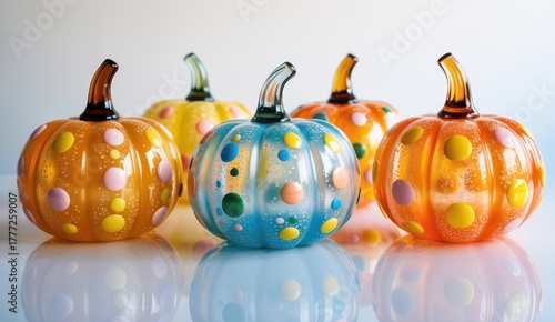 Wallpaper Mural Set of colorful glass pumpkins isolated on white background Torontodigital.ca