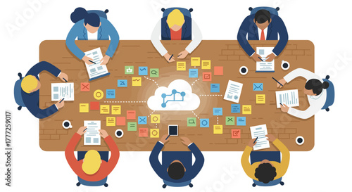 Business Team Meeting Around a Wooden Table.