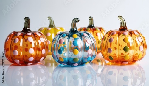 Wallpaper Mural Set of colorful glass pumpkins isolated on white background Torontodigital.ca