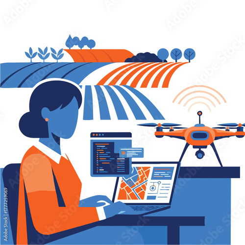 woman operating drone technology outdoors.