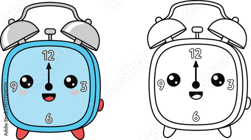 Cute Cartoon Alarm Clock - Adorable Timepiece Character for Schedules and Morning Themes