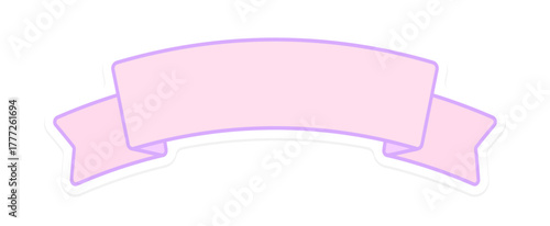 ポップでかわいい文字スペースのあるピンクのリボン - 白枠付きシール風フレームや装飾のイラスト素材