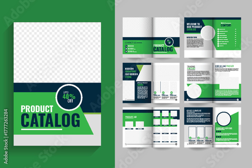 Furniture Products Catalog Bi-Fold Brochure. Creative green color  a4 product catalog design or catalogue design, company product