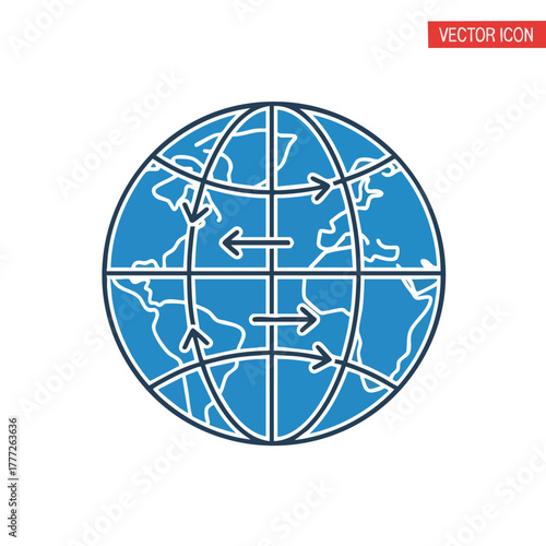 Globe with air routes and airplanes network.