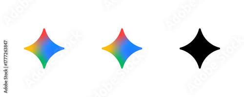 Artificial intelligence gemini star web logotype icon set, colourful variation of gemini logo. Prompt generate ai application icon collection vector illustration