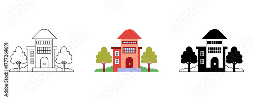 Academic school building isolated vector illustration