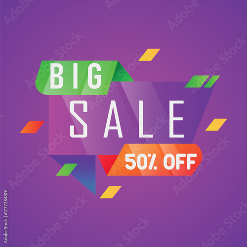 Super sale 50% discount vector banner template design sale tag banner poster flyer