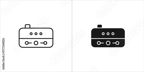Two icons of a gas meter, one outlined and one filled