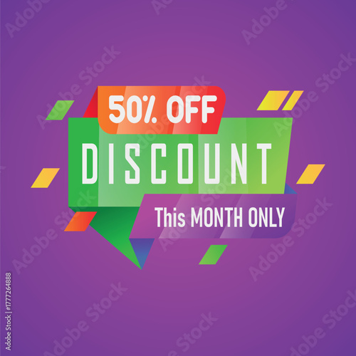 Super sale 50% discount vector banner template design sale tag banner poster flyer