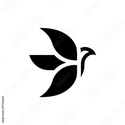Stylized bird in flight graphic on transparent background silhouette