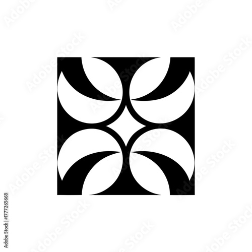 Abstract black and white design on transparent background silhouette