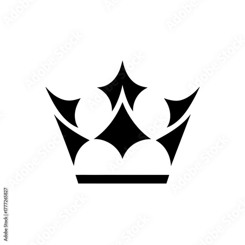 Stylized black crown illustration on transparent background silhouette