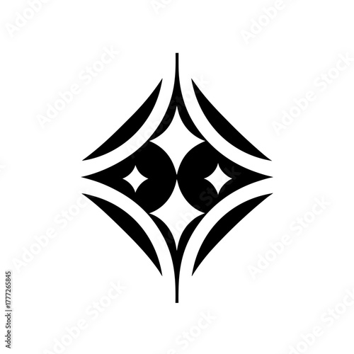 Abstract diamond star shape design on transparent background silhouette