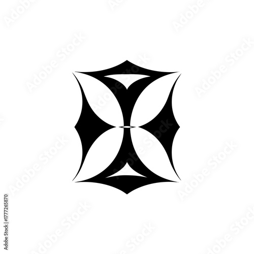 Abstract black floral design art on transparent background silhouette