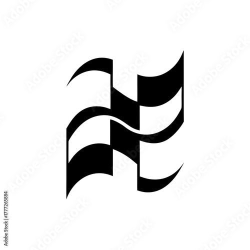 Abstract checkered flag design on transparent background silhouette