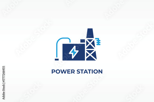 POWER STATION vector, icon or logo sign isolated symbol illustration