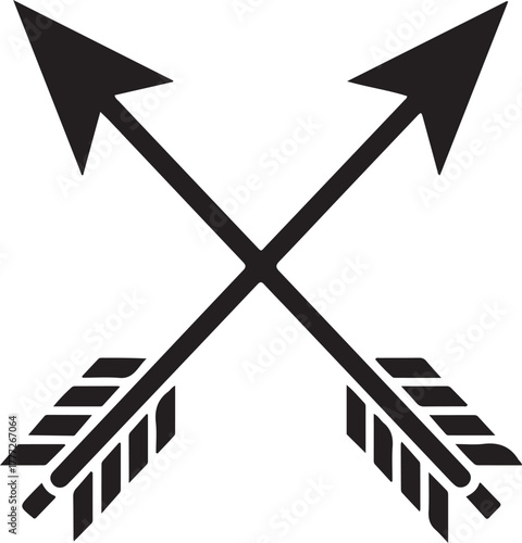 Crossed arrows simple black and white art
