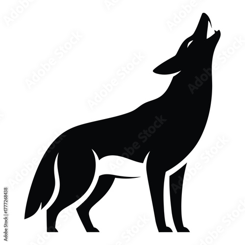 Wolf howling black silhouette vector illustration icon