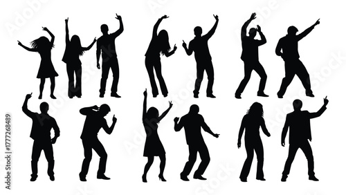 Dancing people silhouettes isolated on white background, Vector