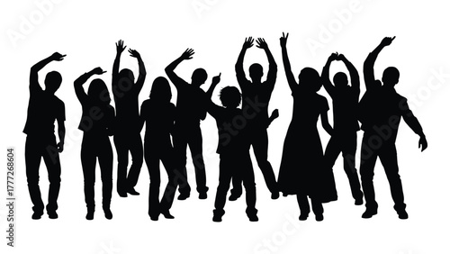 Energetic dancing silhouettes isolated on white background, Vector