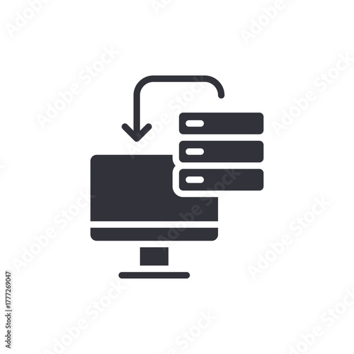 Data Transfer Icon From Server To Computer Vector
