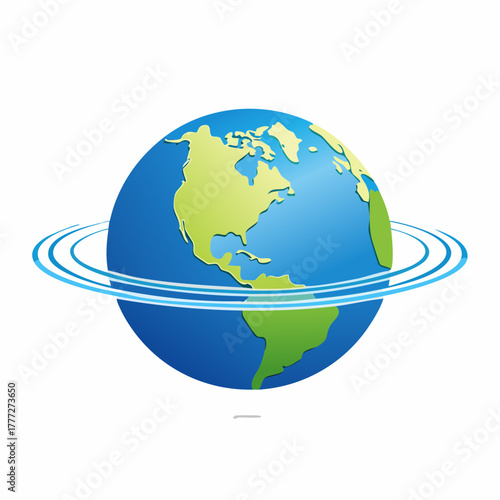Conceptual Earth Globe Illustration with Abstract Orbitals Representing Global Connections