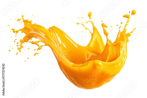 Orange juice splash isolated on transparent background