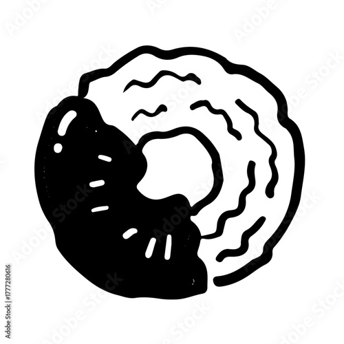 ドーナツの手書きイラスト　モノクロ