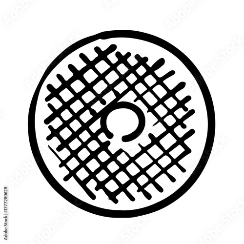 ドーナツの手書きイラスト　モノクロ