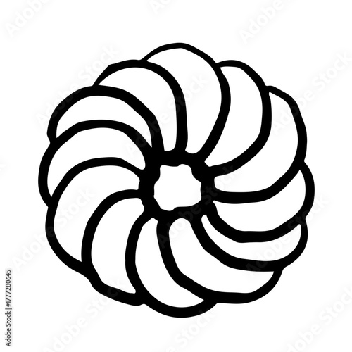 ドーナツの手書きイラスト　モノクロ