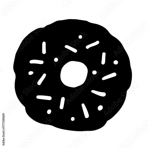 ドーナツの手書きイラスト　モノクロ