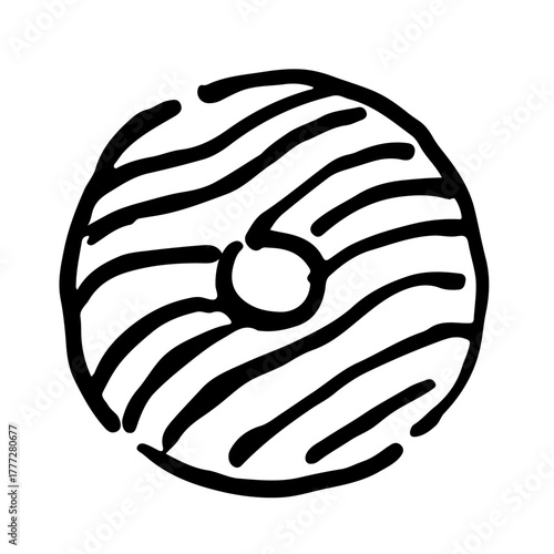 ドーナツの手書きイラスト　モノクロ