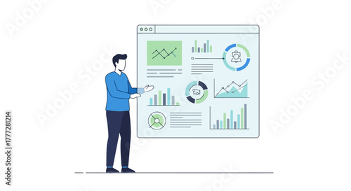 Data analytics presentation with modern infographics charts and diagram representation for