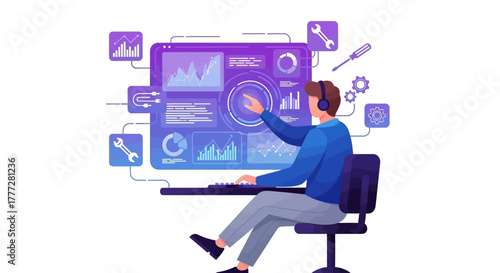 Interactive data analysis dashboard with user input and real time processing concept