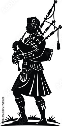 Silhouette vector of person playing bagpipes