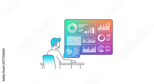 Operator monitoring dynamic business data dashboards using computer technology for insights