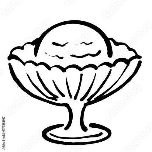 アイスクリームの手書きイラスト　モノクロ