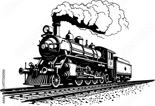 Vintage Steam Locomotive Silhouette Vector Illustration