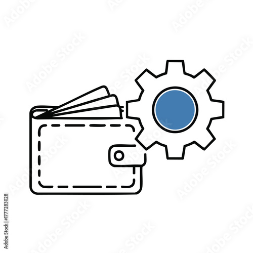 Wallet and Gear Symbolizing Financial Technology Tools.
