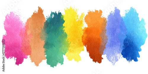 Collection of colorful watercolor paint splashes textured brush strokes background design .watercolor ink splash bundle colorful brush set vector illustration.