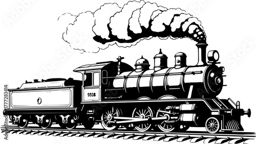 Vintage Steam Locomotive Silhouette Vector Illustration