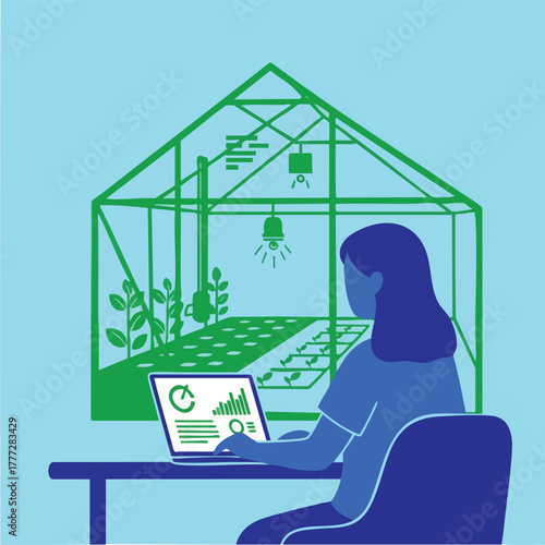 Woman Using Laptop at Desk In Indoor Setting.