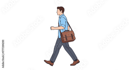 Illustration depicting a male figure in business attire walking confidently forward