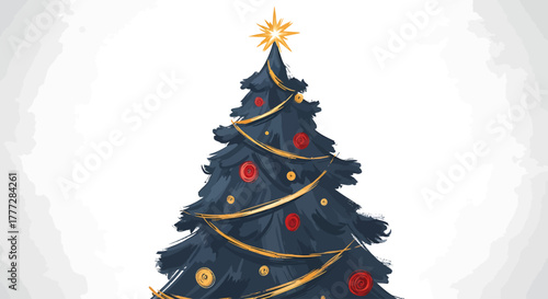 Elegant Christmas Tree with Golden Ornaments