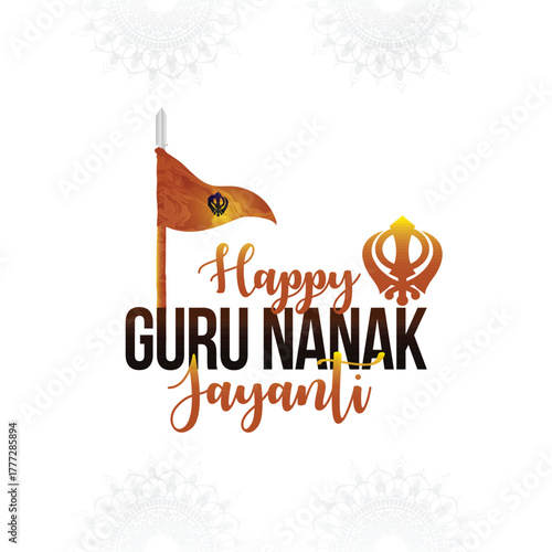 Realistic vector illustration of happy gurpurab celebration card