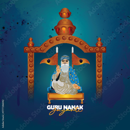 Happy guru nanak jayanti celebration greeting card