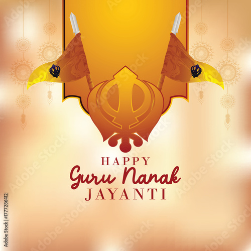 Vector illustration of happy guru nanak jayanti vector illustration